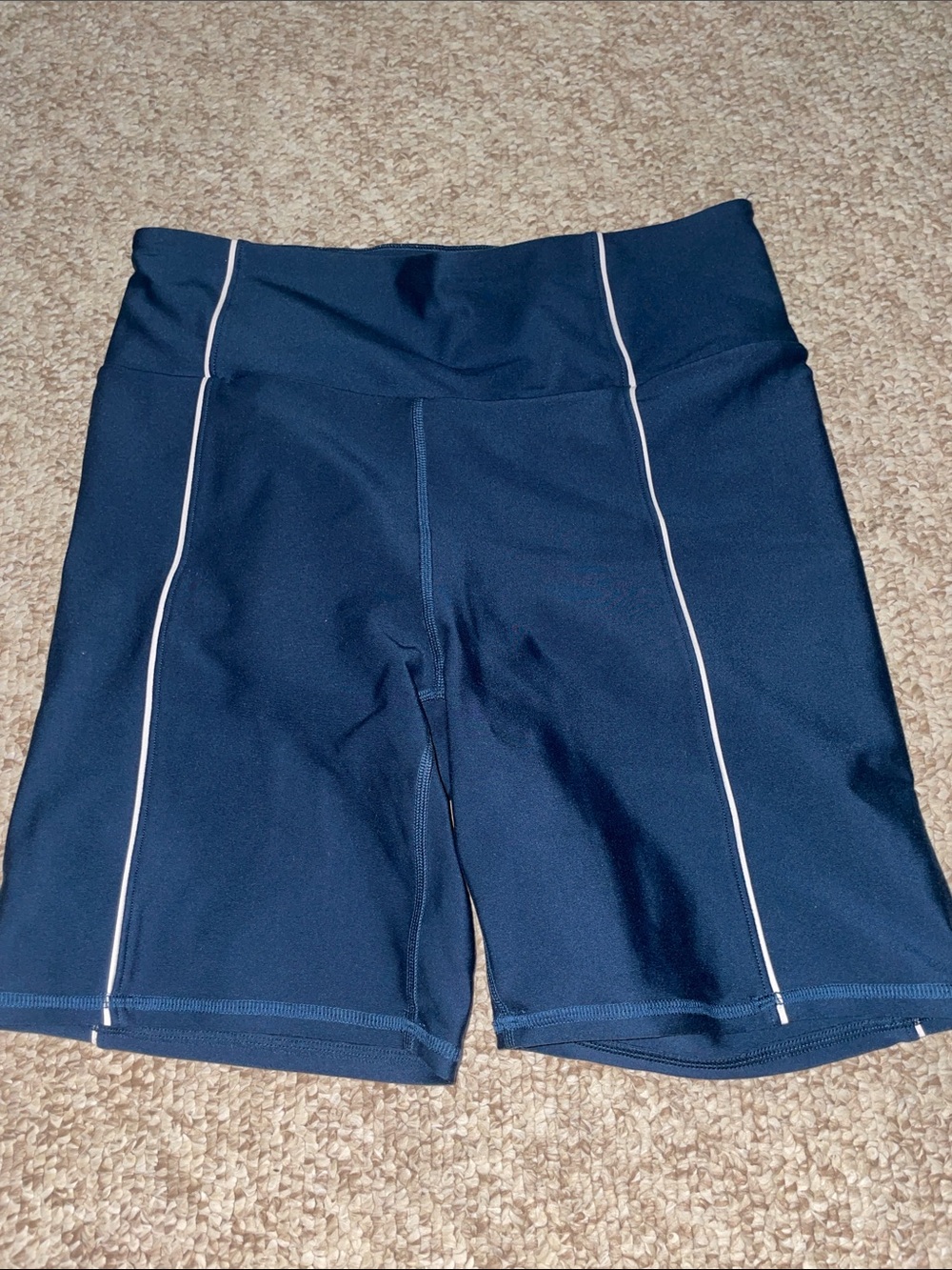 Abercrombie YPB Navy Bike Shorts with White Stripes